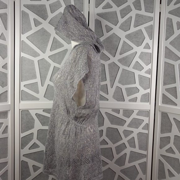 Anthropologie Moth S Pointelle Hooded Sweater Tunic Linen Blend Pullover - Picture 11 of 16